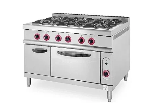 طباخ غاز للطهي 6 شعلات مع فرن