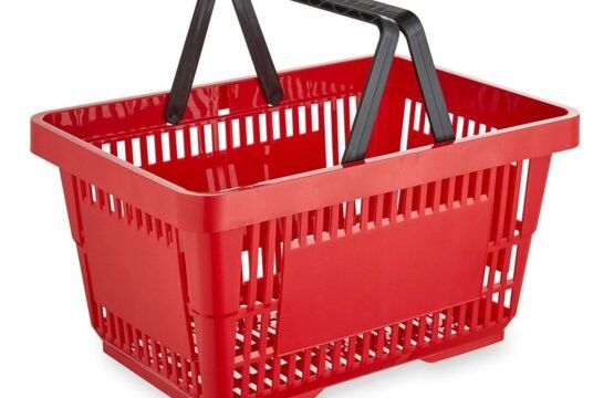سلة تسوق بمقابض بلاستيكية