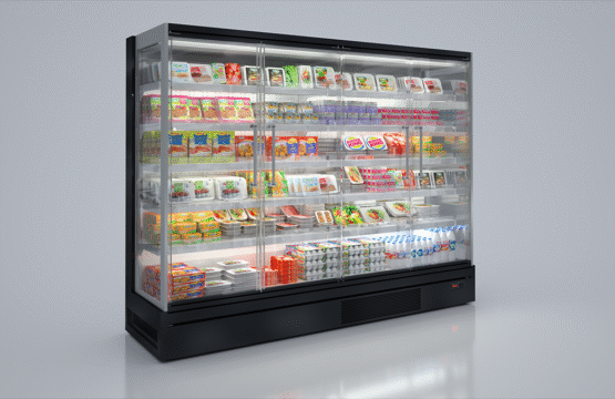 مبرد مفتوح 2 متر بقاعدة منخفضة مع أبواب قابلة للتوصيل