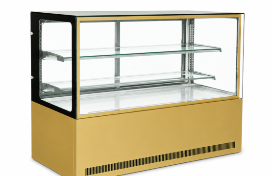 Cake Display Chiller 120 CM Square Gold Color 2 Shelf