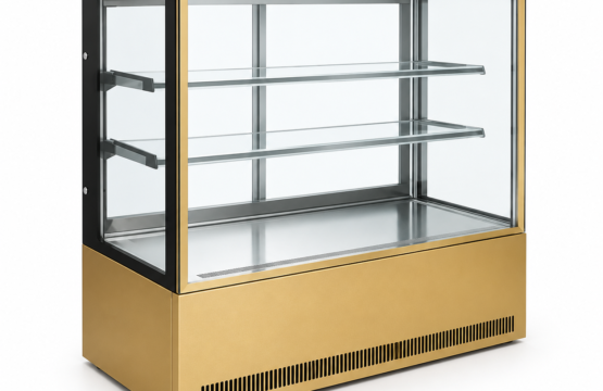 Cake Display Refrigerator 120 cm Square, Gold Color – 2 Shelves