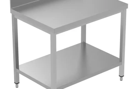طاولة عمل من الفولاذ المقاوم للصدأ 100 سم مع لوحة خلفية