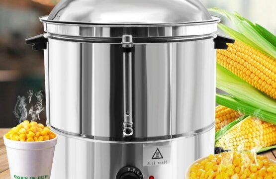 Stainless Steel Commercial Corn Steamer 48L with Compartment,teamer with Glass Lid