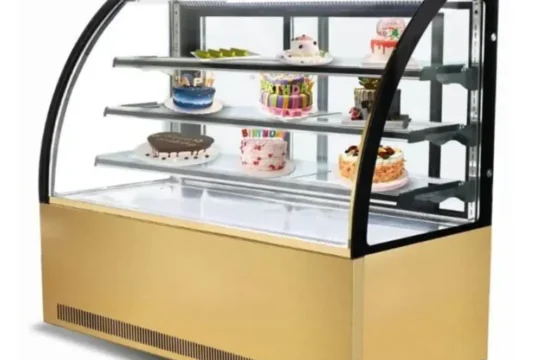 Cake Display Chiller 120 CM Curve Gold Color 2 Shelf