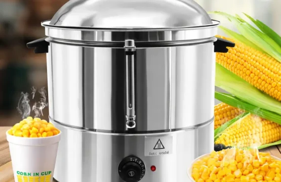 Stainless Steel Commercial Corn Steamer 48L with Compartment,teamer with Glass Lid