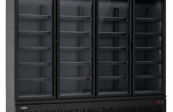 براد ثلاجة عرض اربع ابواب زجاج كامل لون اسود