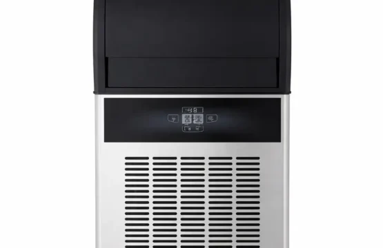 Commercial Ice Maker 45kgs/24H, Stainless Steel Ice Machine with 15kgs Ice Storage Capacity, Free-Standing Under Counter ice Maker