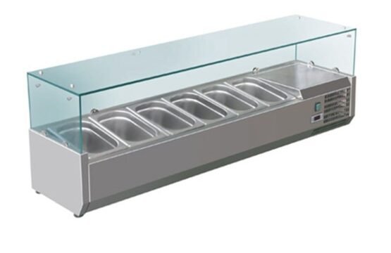 Glass Salad Bench Stainless Steel BAIN MARIE COLD 1.8 Meter