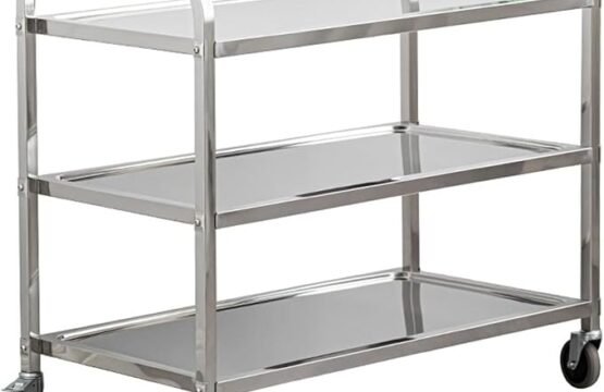 Stainless Steel Utility Cart, Kitchen Trolley Cart, Rolling Serving Carts 330lbs Capacity Catering Shelf with Locking Wheels for Kitchen, Restaurant, Hotels, Home, Café 90cm