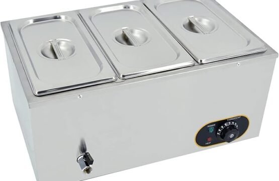سخان طعام كهربائي من الستانلس ستيل بقدرة 1500 واط للتحكم في درجة الحرارة مع اغطية، صنبور تصريف، حاويات جي ان 1/3 - 150 ملم × 3