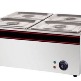 Bain Marie 4 Container Stainless Steel Commercial Food Warmer, Silver, for Catering and Restaurants