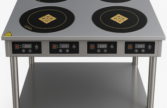Commercial 4-Burner Electric Induction Cooker – Stainless Steel Surface – Digital Control