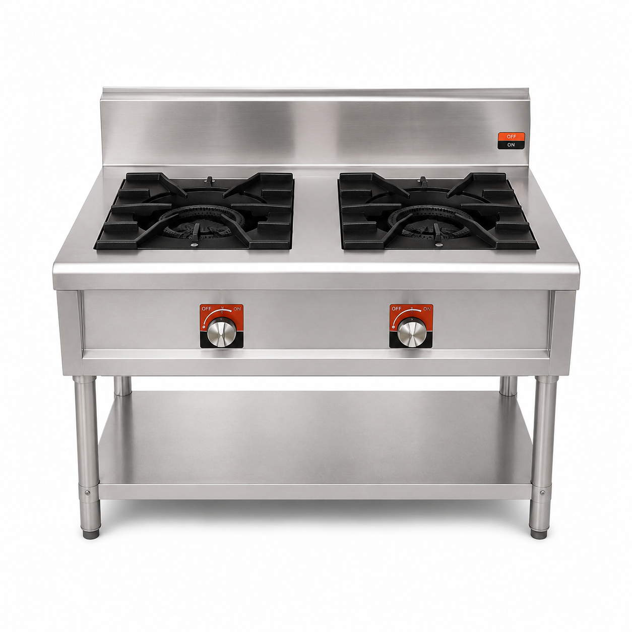 Image May 6, 2026, 01_36_49 PM Cooking Gas Range 2 Burners Commercial With Stand and Under Shelf - Image 1