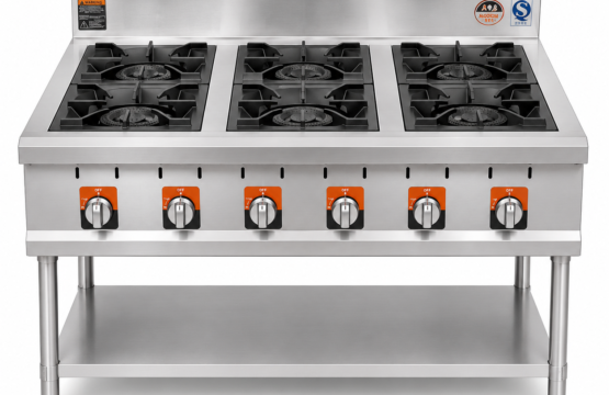 Cooking Gas Range 6 Burners Commercial With Stand and Under Shelf