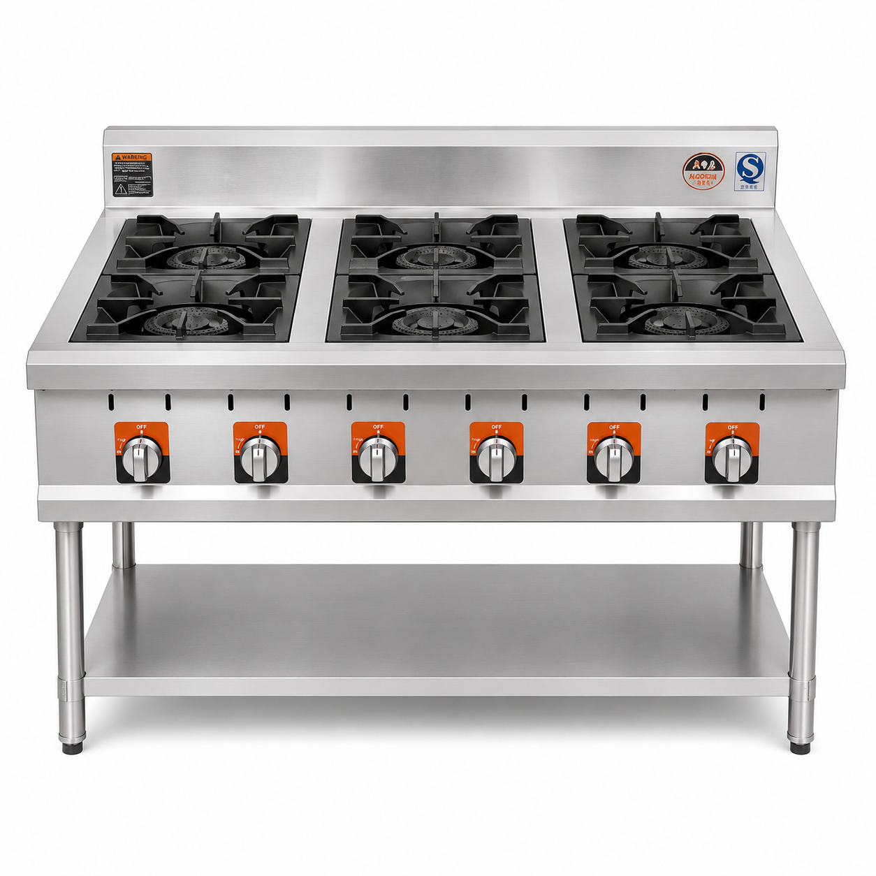 Image May 6, 2026, 01_49_31 PM Cooking Gas Range 6 Burners Commercial With Stand and Under Shelf - Image 1