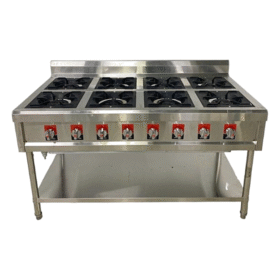 cooking Gas Range 8 Burners Commercial With Stand and Under Shelf