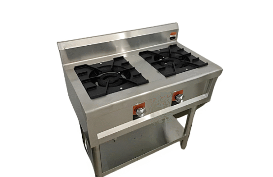 cooking Gas Range 2 Burners Commercial With Stand and Under Shelf