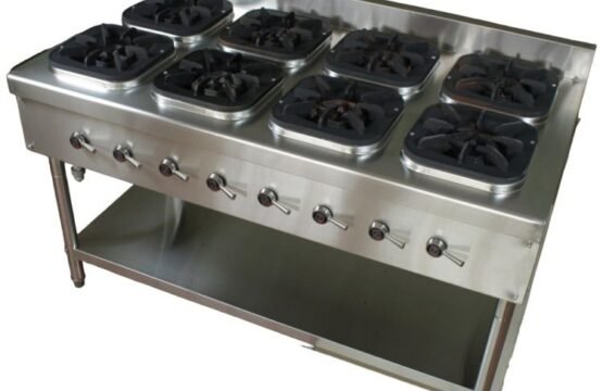 8 BURNER COOKING RANGE Stainless Steel with shelf