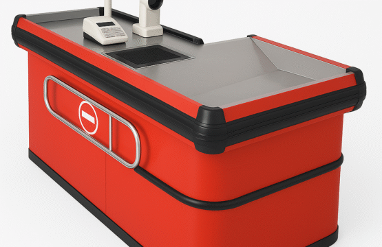 1.8-Meter Checkout Counter Table – With Right Rail & Storage Box