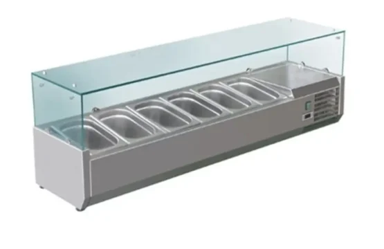 Glass Salad Bench Stainless Steel BAIN MARIE COLD 1.2 Meter