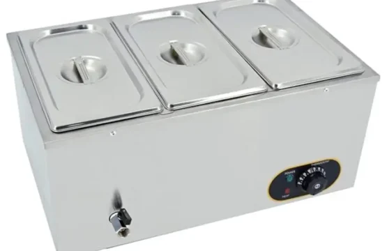 سخان طعام كهربائي من الستانلس ستيل بقدرة 1500 واط للتحكم في درجة الحرارة مع اغطية، صنبور تصريف، حاويات جي ان 1/3 - 150 ملم × 3