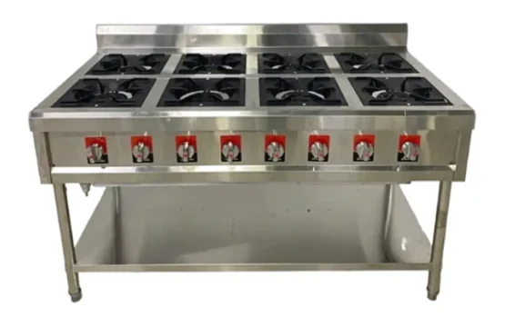 طباخ غاز 8 عيون هفي ديوتي مع طاولة و رف في الاسفل