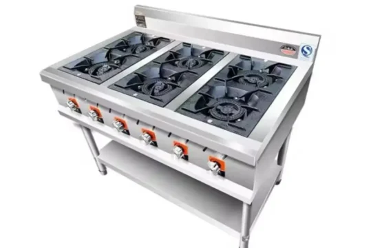 طباخ غاز 6 عيون هفي ديوتي مع طاولة و رف في الاسفل