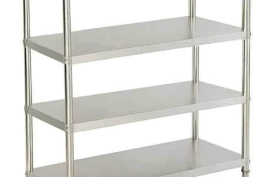 وحدة رفوف من ستانليس ستيل للمطاعم، رف مطبخ، رف ثلاجة، 4 مستويات، ساق مربعة 150 سم