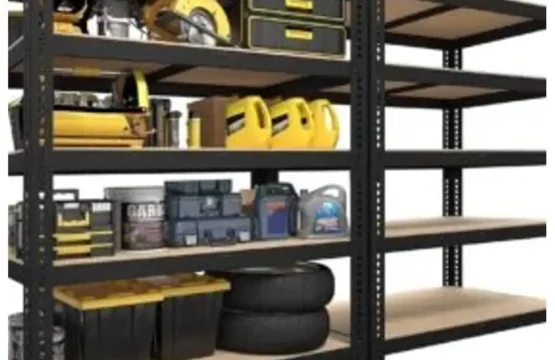 Wooden color Store Shelf  4 level Heavy Duty Metal Warehouse 4 Steps Racking Storage Garage Shelving Steel Shelf Capacity 200 kg ( 800 kg in total ) each Each Shelves (200 x 60 x 200cm)