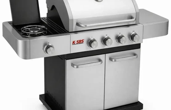 Stainless Steel Gas BBQ Grill with Side Burner & Thermometer