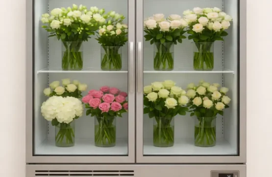 ثلاجة عرض الزهور ببابين زجاج