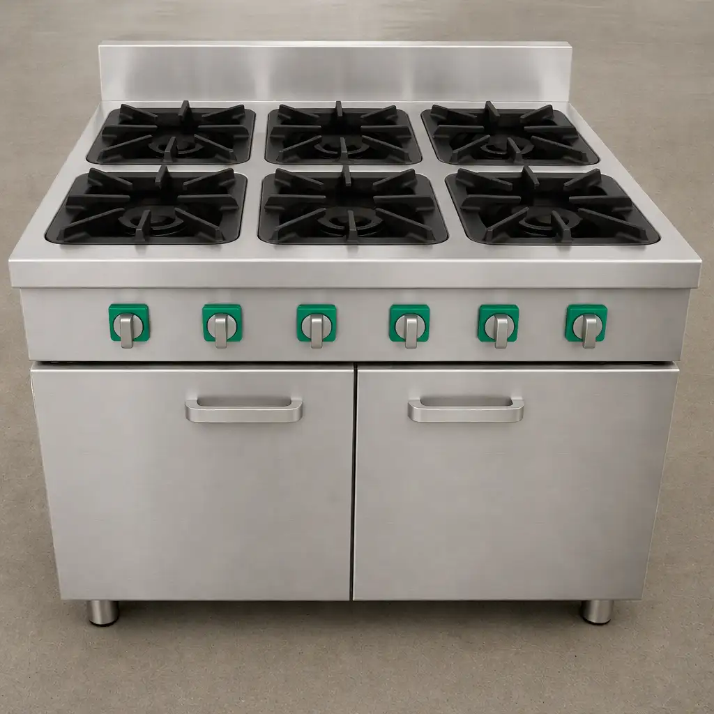 mizco.prod_84 commercial-grade stainless steel gas range features 6 powerful burners - Image 1