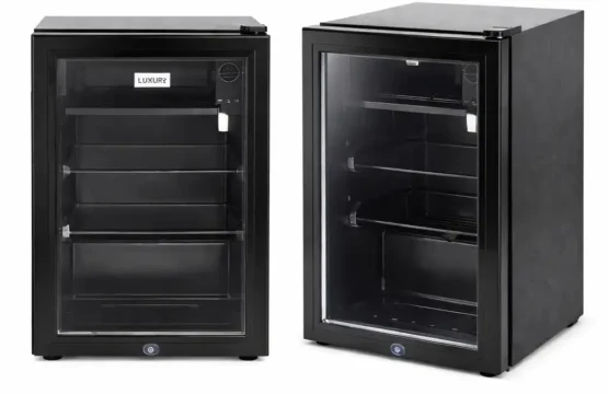 Glass Door Beverage Display Refrigerator with Internal Freezer – Black