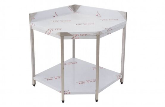 304 Stainless Steel Corner Table with Bottom Shelf – 85.5 × 88 × 88 cm
