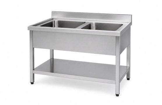 Double Bowl Stainless Steel Sink – 120×60 cm