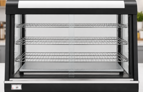 Black Heated Food Display Showcase