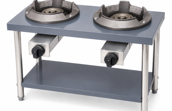 Desktop Gas Cooking Stove with Lower Storage Shelf – Single & Double Burner