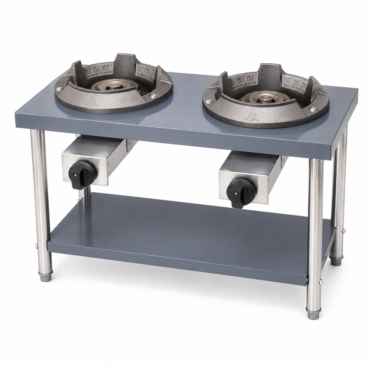 img77856 Desktop Gas Cooking Stove with Lower Storage Shelf – Single & Double Burner - Image 1